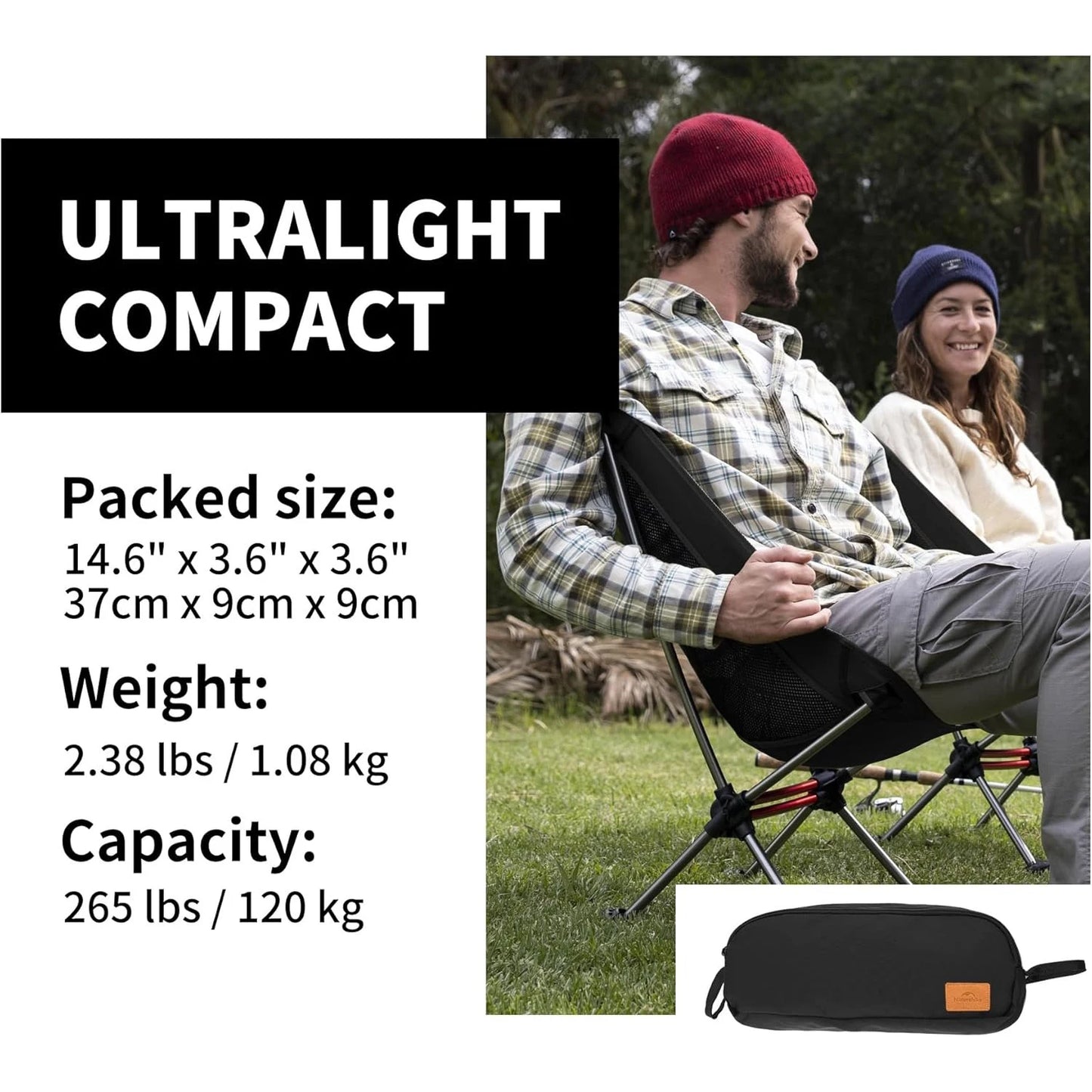 Naturehike Ultralight Portable Folding Camping Chair With Anti Sinking Feet