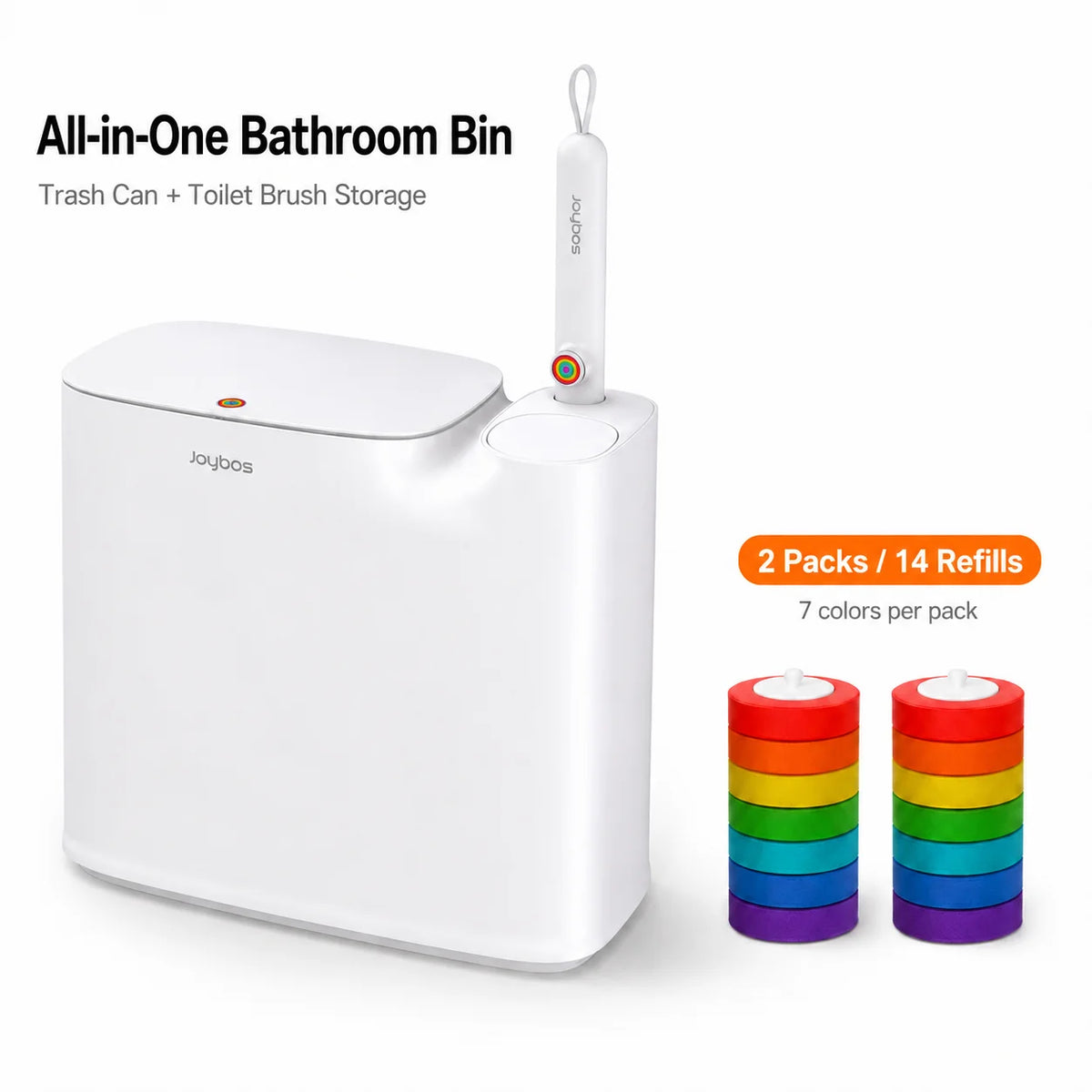 Joybos Plastic Bathroom Trash Bin And Toilet Brush Set