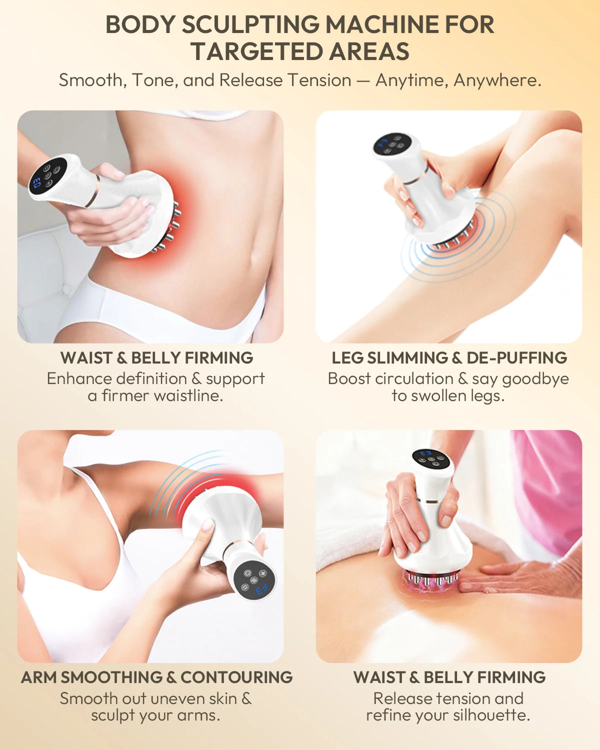 Lymphatic Drainage Massager Anti Cellulite Tool With Heat Vibration