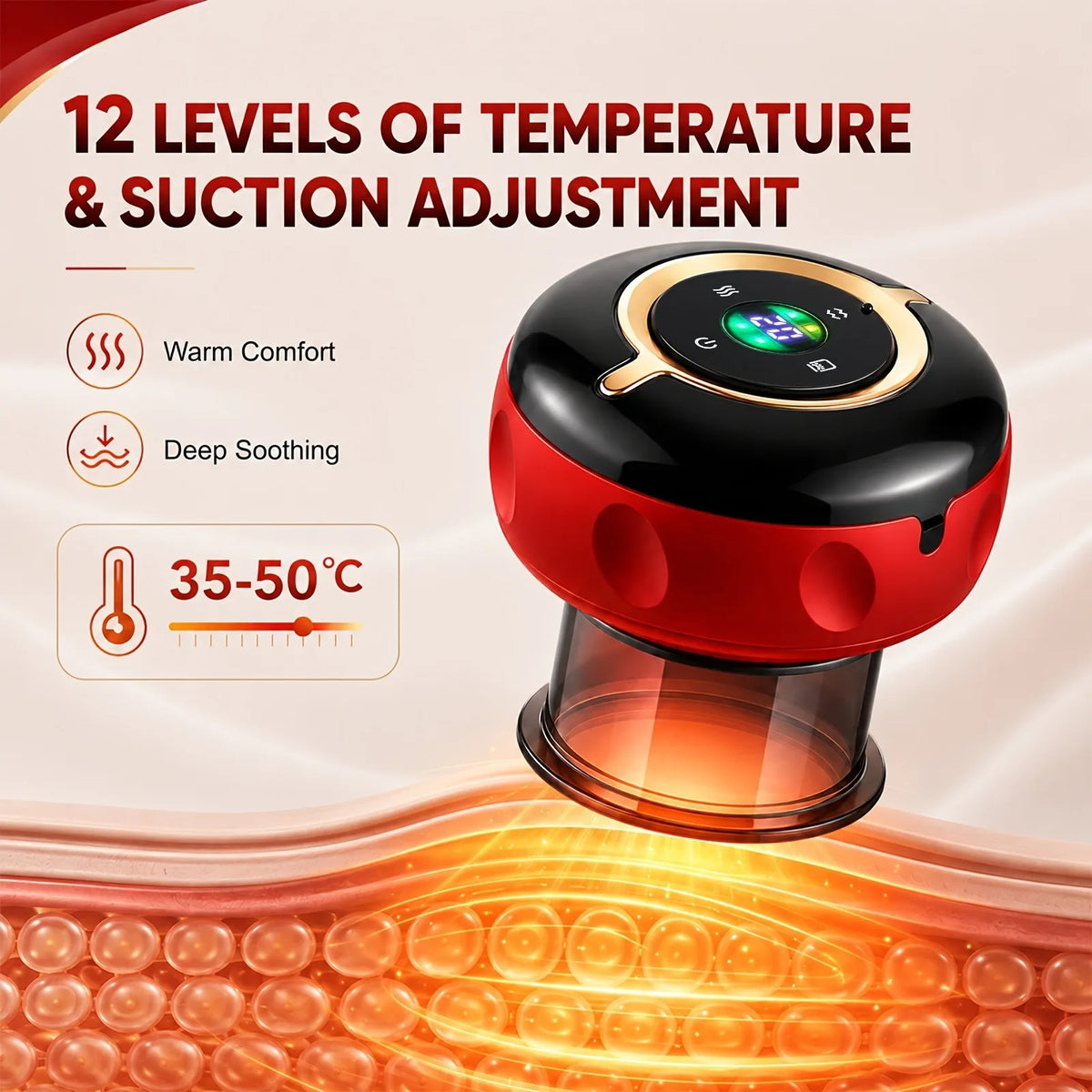 Jitesy Electric Cupping Massager Microcurrent Heat Smart Suction Pain Relief